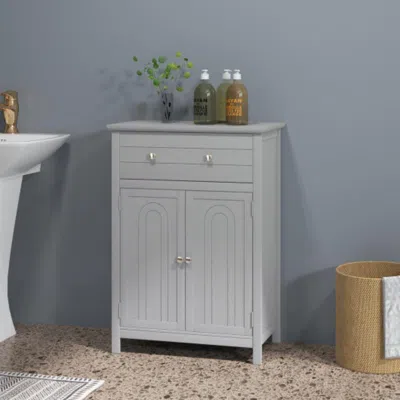 Hivvago Wooden Bathroom Floor Cabinet With Drawer And Adjustable Shelf-gray