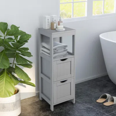 Hivvago Wooden Bathroom Floor Cabinet With Removable Drawers-gray