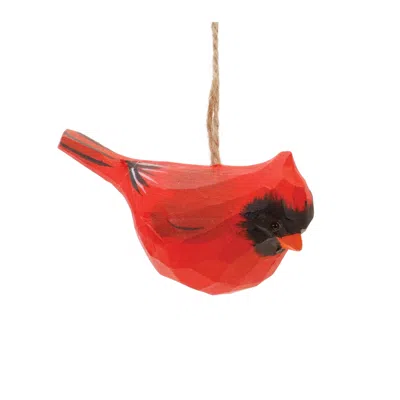 Hivvago Wooden Cardinal Ornaments - Set Of 4 In Red