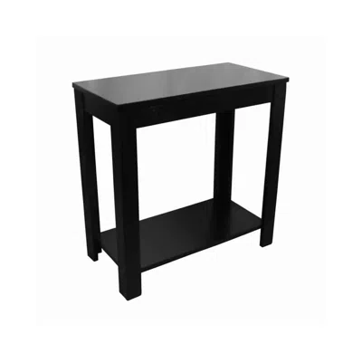 Hivvago Wooden Chairside Table With Bottom Shelf And Block Legs, Black