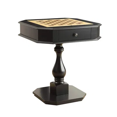 Hivvago Wooden Chess Game Tablewith One Drawer, Black