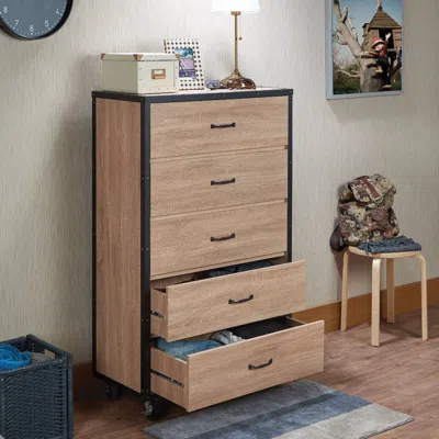 Hivvago Wooden Chest, Weathered Light Oak Brown In Neutral