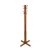Hivvago Wooden Coat Stand With X Frame Base And Metal Hooks, Oak Brown In Brown