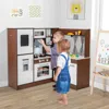 Hivvago Wooden Corner Play Kitchen With Water Circulation System And Lights-brown