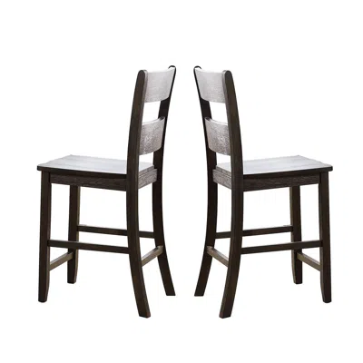 Hivvago Wooden Counter Height Side Chair With Ladder Backrest, Set Of 2, Dark Brown