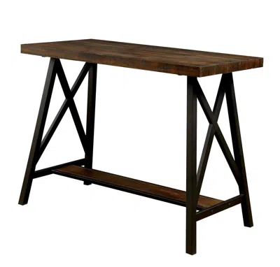 Hivvago Wooden Counter Height Table With Angled Metal Legs, Black And Brown