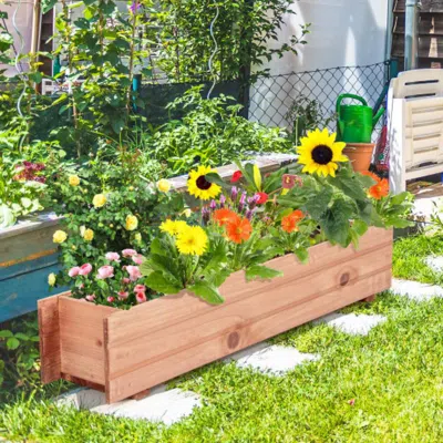Hivvago Wooden Decorative Planter Box For Garden Yard And Window In Brown