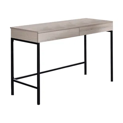 Hivvago Wooden Desk With 2 Drawers And Metal Frame, Washed White And Black