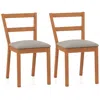 Hivvago Wooden Dining Chair Set Of 2 Farmhouse Kitchen Chair With Upholstered Seat-brown In Brown
