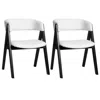 Hivvago Wooden Dining Chair Set Of 2 Mid-century Modern Sherpa Upholstered Kitchen Dining Room Chairs