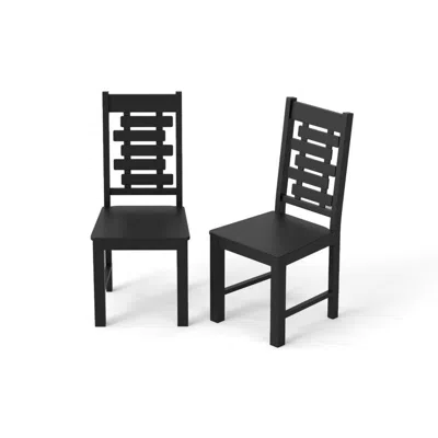 Hivvago Wooden Dining Chair Set Of 2 Solid Rubber Wood Kitchen Chairs In Black