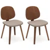 Hivvago Wooden Dining Chair Set Of 2 With Bentwood Frame And Padded Seat