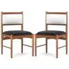 Hivvago Wooden Dining Chair Set Of 2 With Rubber Wood Frame And Faux Sherpa Backrest-walnut