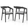 Hivvago Wooden Dining Chair Set Of 2 With Rubber Wood Frame Armrests And Padded Cushion-black