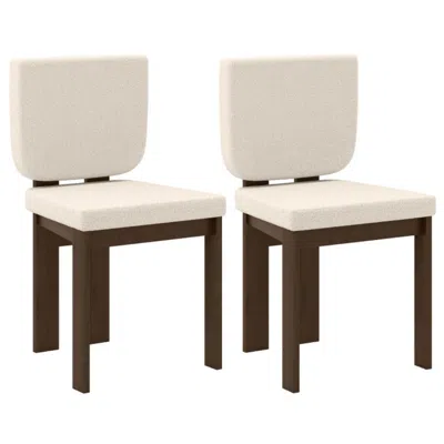 Hivvago Wooden Dining Chair Set Of 2 With Rubber Wood Leg For Home Office Living Room-brown In Neutral