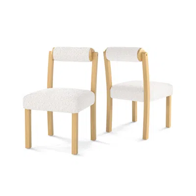Hivvago Wooden Dining Chair With Rubber Wood Frame And Cylinder Back Set Of 2-white