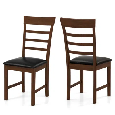 Hivvago Wooden Dining Chair With Rubber Wood Frame Set Of 2-oak In Brown