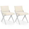 Hivvago Wooden Dining Chairs Of 2 With Rubber Wood Frame And Padded Cushions-white