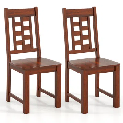 Hivvago Wooden Dining Chairs Set Of 2 Kitchen Chair With Solid Rubber Wood Frame-walnut