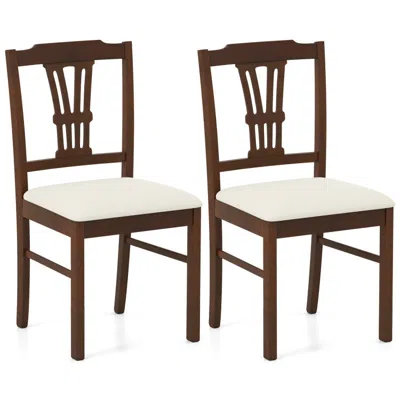 Hivvago Wooden Dining Chairs Set Of 2 Upholstered Kitchen Chairs With Solid Rubber Wood Frame