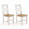 Hivvago Wooden Dining Chairs Set Of 2 With High Back And Rubber Wood Frame-natural