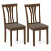 Hivvago Wooden Dining Chairs Set Of 2 With Linen Fabric Upholstered And Rubber Wood Frame-brown