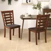 Hivvago Wooden Dining Chairs Set Of 2 With Upholstered Seat And Rubber Wood Frame-brown
