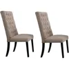 Hivvago Wooden Dining Side Chair With Button Tufted Back, Set Of 2, Tan Brown And Black