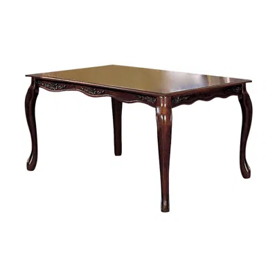 Hivvago Wooden Dining Table With Floral Carved Accents And Cabriole Legs, Brown