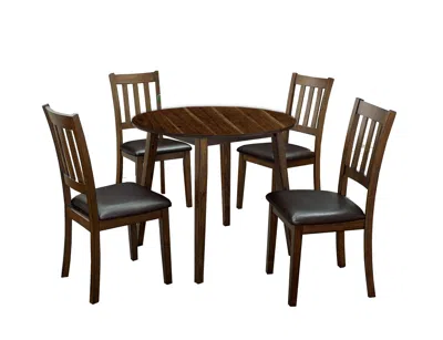 Hivvago Wooden Dining Table With Ladder Back Style Chairs, Set Of 5, Brown