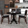 Hivvago Wooden Dining Table With Round Tabletop And Curved Trestle Legs-black