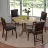 Hivvago Wooden Dining Table With Round Tabletop And Curved Trestle Legs-natural