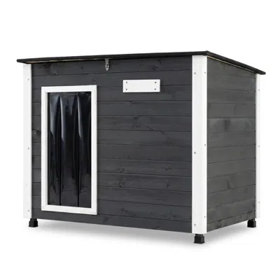 Hivvago Wooden Dog House Outdoor With Natural Spruce Wood Frame Removable Floor And Openable Asphalt Roof In Multi