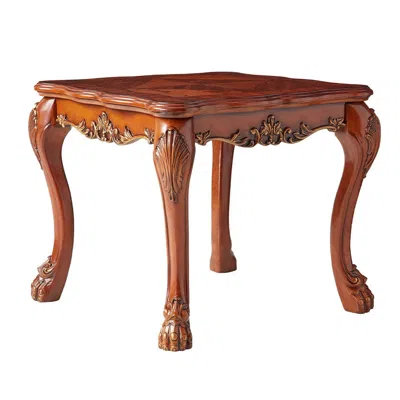 Hivvago Wooden End Table In Traditional Style, Cherry Oak Brown