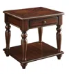 Hivvago Wooden End Table With 1 Drawer And 1 Bottom Shelf, Walnut Brown In Brown