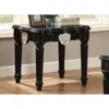 Hivvago Wooden End Table With Contrast Carved Motif Turned Legs, Black In Black