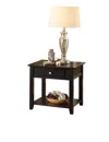 Hivvago Wooden End Table With One Drawer And One Shelf, Black In Black