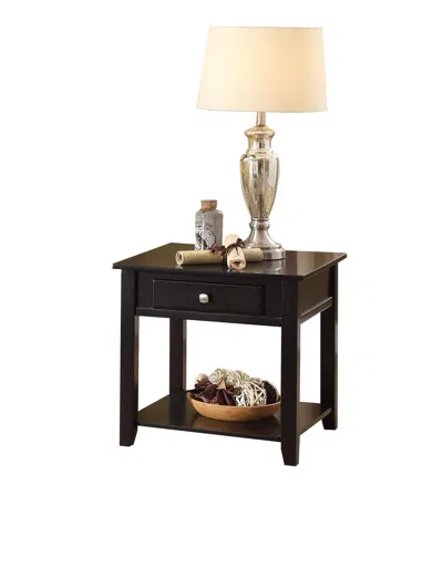 Hivvago Wooden End Table With One Drawer And One Shelf, Black