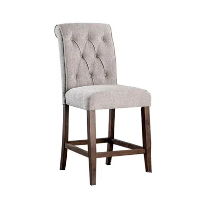 Hivvago Wooden Fabric Upholstered Counter Height Chair, Cream And Brown, Pack Of Two In Gray
