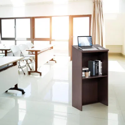 Hivvago Wooden Floor Standing Podium Speaking Lectern