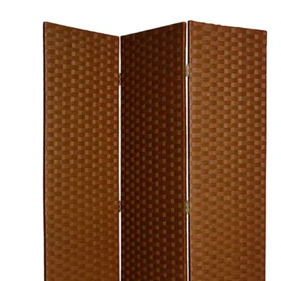 Hivvago Wooden Foldable 3 Panel Room Divider With Streamline Design, Dark Brown