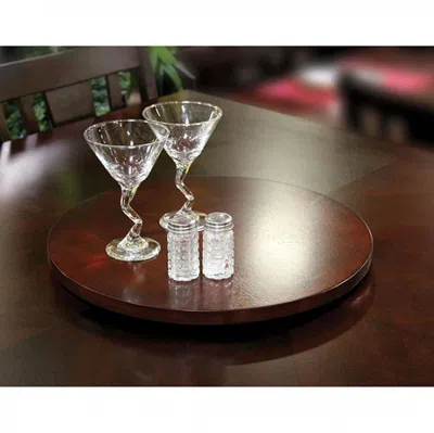 Hivvago Wooden Frame Lazy Susan, Espresso Brown