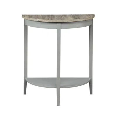 Hivvago Wooden Half Moon Shaped Console Table With One Open Bottom Shelf, Oak Brown And Gray