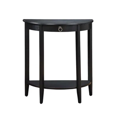 Hivvago Wooden Half Moon Shaped Console Table With One Storage Drawer, Black