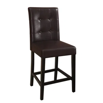 Hivvago Wooden Height Chair With Button Tufted Back Set Of 2 Brown