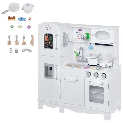 Hivvago Wooden Kids Kitchen Playset With Telephone, Water Dispenser, And Storage