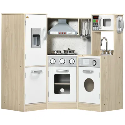 Hivvago Wooden Kids Play Kitchen With Appliances, Phone, And Sound Effects