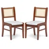 Hivvago Wooden Kitchen Chairs With Cane Back Rubber Wood Frame And Padded Seat-coffee