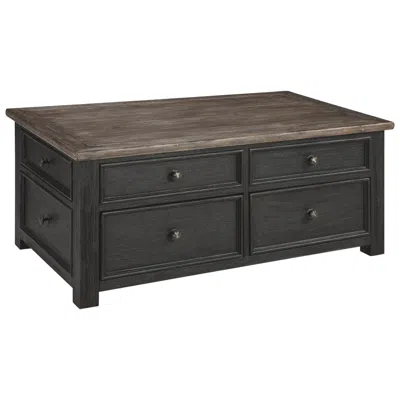 Hivvago Wooden Lift Top Coffee Table With Drawers And Caster, Black And Brown In Gray
