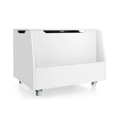 Hivvago Wooden Mobile Toy Storage Organizer With Bookshelf And Lockable Wheels In White